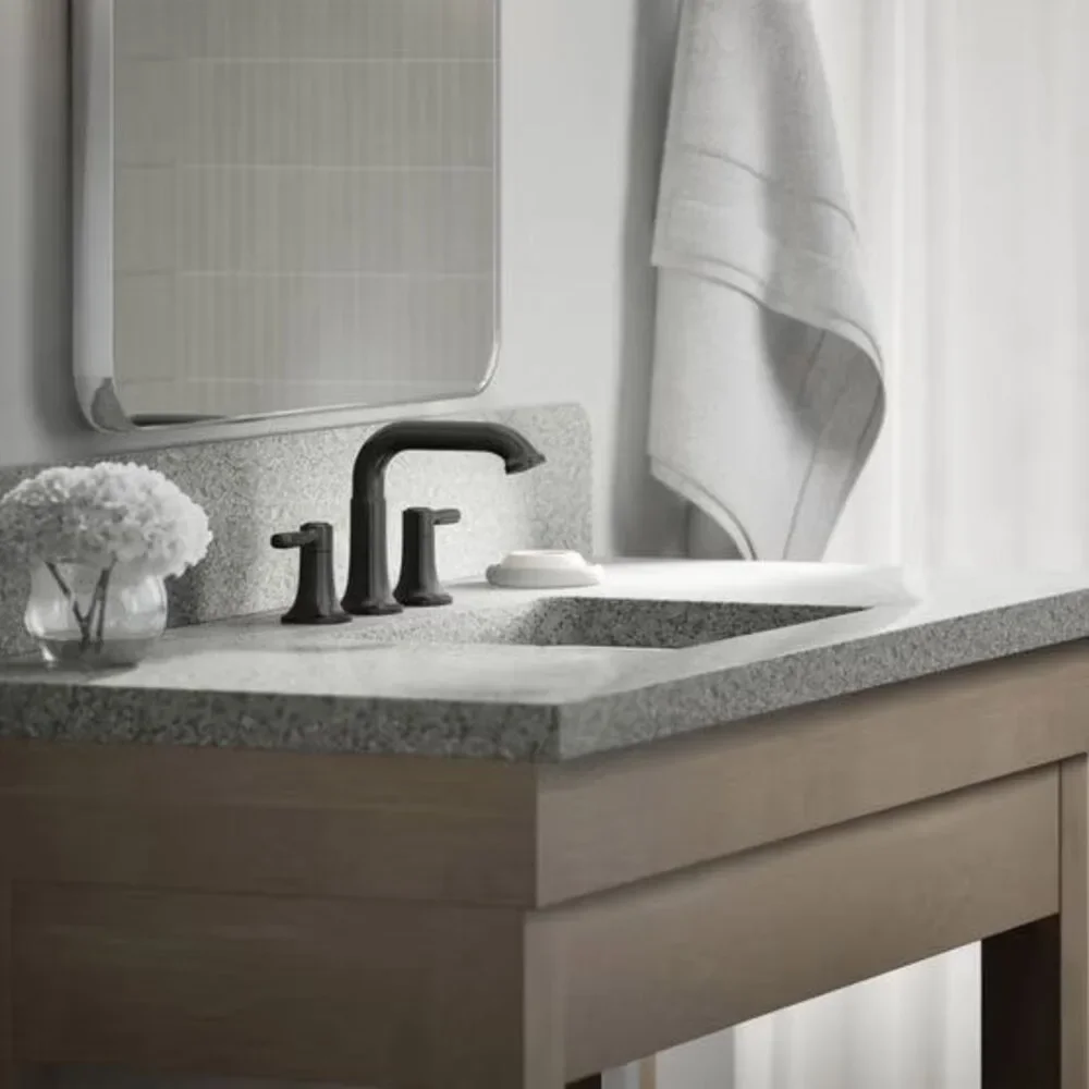 Kohler Terzet Widespread Bathroom Faucet, Matte Black